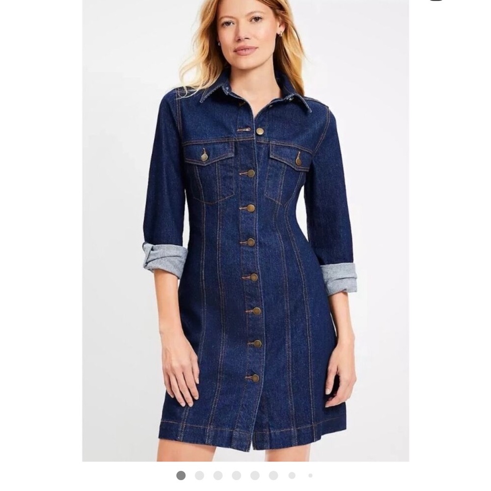 LOFT long sleeve button down jean dress